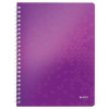 Špirálový zošit, A4, štvorčekový, 80 listov, LEITZ Wow, fialový