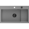 Mexen Omar žulový kuchynský drez s 1 komorou 800 x 480 mm, sivý, čierny sifón - 6520801005-71-B