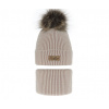 Fashionkids Dievčenský set čiapka a nákrčník FLORIDA Farba: Bežová, Veľkosť: 52-54