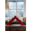 Svietnik MagicHome Vianoce, 7x LED teplá biela, červený, 2xAA, interiér, 39x31 cm