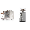 Rocket Espresso Appartamento, white, walnut + Eureka Mignon Libra, CR grey