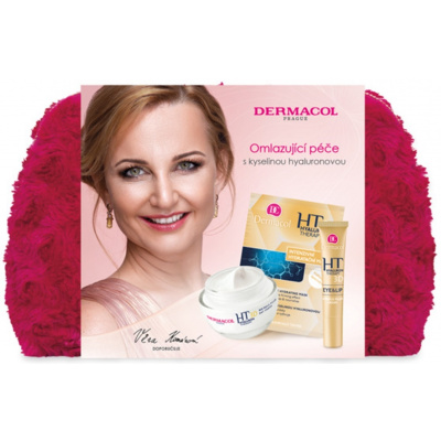 Dermacol Hyaluron Therapy 3D remodelačný denný krém 50 ml + remodelačný krém na oči a pery 15 ml + intenzívna hydratačná a remodelačná maska 2 x 8 g + kozmetická taška, kozmetická sada pre ženy