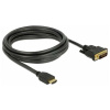 Delock HDMI / DVI prepojovací kábel Zástrčka HDMI-A, DVI-D 24+1pol. Zástrčka 3 m čierna 85655 trojžilový tienený, pozlátené kontakty HDMI kábel; 85655