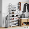 zahrada-XL Regál na topánky s 8 policami kov a netkaná textília strieborný 330043