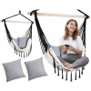 Závesné hojdacie kreslo - Hojdačka visiace kreslo boho branded balkón 2 vankúše (Hojdačka visiace kreslo boho branded balkón 2 vankúše)