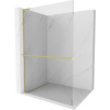 Mexen Kioto+ L, sprchová zástena Walk-In s poličkou a vešiakom 110 x 200 cm, 8mm číre sklo, zlatý matný profil, 800-110-123-55-00