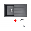 Set Sinks Perfecto 860 Titanium + Elasta nerez/čierná