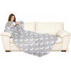 Prikrývka na posteľ - Kangaro prikrývka polyester 180 x 140 cm biela, odtiene červenej, odtiene šedej (Prémiová teplá prikrývka s rukávmi a vreckovým kocky kn)