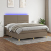 zahrada-XL Posteľ boxsping s matracom a LED sivohnedá 160x200 cm látka 3135369