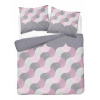 Posteľná Bielizeň flanelová flanel 220x200 GEOMETRIA ružová HRUBÁ 160 g