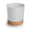Kvetináč TUBO PM s miskou 17,8 cm - farba: biela/naturo ECO (Prosperplast DPOD180-S449/4665W)