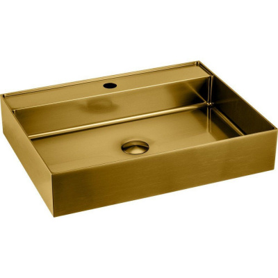 SAPHO Aurum obdĺžnikové umývadlo na dosku s otvorom, bez prepadu, 550 x 420 mm, zlatá matná, AU202