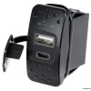 Konektor OSCULATI USB-A + USB-C Variant: Dvojitá zásuvka USB-A+C + voltmeter 12/24V USB-A + USB-C plug