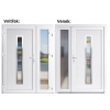 Dvojkrídlové vchodové dvere plastové Soft Hana Inox+Sklo Nisip, Biela/Biela, 150x200 cm, ľavé