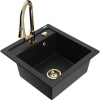 Mexen Vito granitový drez s 1-komorou a kuchynskou batériou Elia, čierny - 6503-77-670101-50