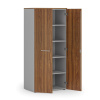 Kancelárska policová skriňa PRIMO GRAY s dverami, 800 x 500 x 1781 mm, sivá/orech