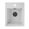 Sink Quality Ferrum New 4050, 1-komorový granitový drez 400x500x185 mm + čierny sifón, biela, SKQ-FER.4050.WH.XB