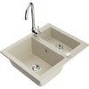 Mexen Carlos, granitový drez 582x475x177 mm, 1,5-komorový a drezová batéria Telma, béžová, 6518-69-670200-00