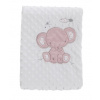 Dečka s vyšitým růžovým sloníkem od firmy Llopis (Manta doble cara elefante bordado rosa 100 x 75 cm)