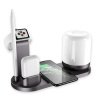 AppleMix Stojan / bezdrôtová nabíjačka Qi 5v1 Apple iPhone + hodinky + AirPods + ceruzka + LED lampa - čierna