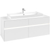 VILLEROY & BOCH Collaro závesná skrinka pod umývadlo na dosku (umývadlo v strede), 4 zásuvky, s LED osvetlením, 1400 x 500 x 548 mm, White Matt, C092B0MS