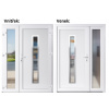 Dvojkrídlové vchodové dvere plastové Soft Hana Inox+Sklo Nisip, Biela/Biela, 130x200 cm, pravé