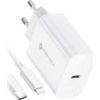 FORCELL F-ENERGY TFK-TC-20WPD sieťová nabíjačka Typ C + kábel Typ C do Lightning PD QC4.0 3A 20W biela