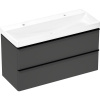 HANSGROHE Xelu Q závesná skrinka s umývadlom (s dvomi otvormi/bez prepadu), 2 zásuvky, 1200 x 495 x 695 mm, diamantová matná sivá, rukoväť matná čierna, 54387670
