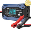 Qoltec 52482 Inteligentní nabíječka baterií STD AGM GEL LiFePO4 | s funkcí opravy |12-24V |10A | LCD | 9 – stupňů nabíjení