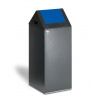Nádoba na odpad z oceľového plechu, samozhášacia, 60 l, sivá, vhadzovacie veko modré