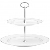 AMBITION Aura Silver 27 cm - dvojpodlažný porcelánový tanier na tortu