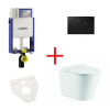 KGM WC súprava OVALE BASSO RIMLESS: závesné WC so sedadlom, combifix, podložka, gombík čierna, OLKLT053ER002