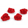 Saténový kvet ruže na našitie a nalepenie Ø5; 6 cm červená 4ks