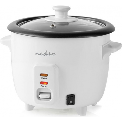 NEDIS rýžovar/ spotřeba 300 W/ objem 0,6 L/ nepřilnavý povrchy/ vyjímatelná miska/ automatické vypnutí/ bílý KARC06WT
