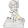 Dekorácia MagicHome, Modliaci anjelik na knihe, LED, polyresin, na hrob, 11,5x7,5x13,5 cm