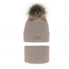 Fashionkids Dievčenský set čiapka a nákrčník FLORIDA Farba: Púdrová, Veľkosť: 52-54