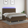 vidaXL Posteľ boxsping s matracom a LED tmavohnedá 160x200 cm látka - Hnedá - 67582-22375