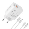 OBAL:ME Cestovní Nabíječka USB-A + USB-C 20W + 2x kabel 1m White OM20WCASET
