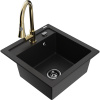 Mexen Vito žulový kuchynský drez 1-komorový s kuchynskou batériou Elia, čierny - 6503-77-670101-50-B