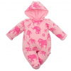 Zateplená dojčenská kombinéza s kapucňou Baby Service Slony ružová - 74 (6-9m)