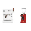 Ascaso Steel DUO PID PLUS, White&Wood + Eureka Helios 65, ferrari red