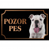 Anglický buldog - Kovová tabuľka POZOR PES