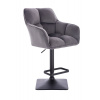 LuxuryForm DESIGN Barová stolička AMALFI VELUR na čiernej hranatej podstave - tmavo šedá