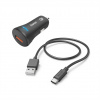 Hama set: rýchla USB nabíjačka do vozidla QC 3.0 19,5 W + kábel USB A-C 1,5 m 00201615
