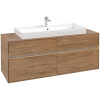 VILLEROY & BOCH Collaro závesná skrinka pod umývadlo na dosku (umývadlo v strede), 4 zásuvky, s LED osvetlením, 1400 x 500 x 548 mm, Oak Kansas, C092B0RH