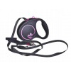 FLEXI automatické vodítko Black Design S, popruh 5 m/15 kg, ružové