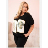 Kesi Włoski Dámska bavlnená blúzka Plus Size s kamienkami čierna + khaki