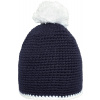 Myrtle Beach | MB 7964 Háčkovaná čiapka s kontrastným lemom a brmbolcom_03.7964 Farba: Navy/White, Veľkosť: onesize