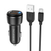 Rychlonabíjačka do auta Borofone BZ17 vrátane dátového kábla microUSB Dual 18W čierna