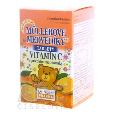 Dr. Müller Pharma s.r.o. MÜLLEROVE medvedíky - VITAMÍN C tbl s príchuťou mandarínky 1x45 ks